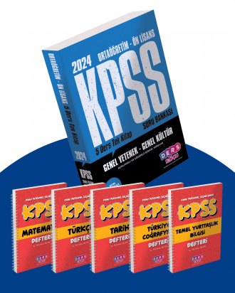 S010 KPSS Ortaöğretim - Önlisans 5 Ders Tek Kitap Soru Bankası ve Konu Anlatımlı Defter Set.(DK)
